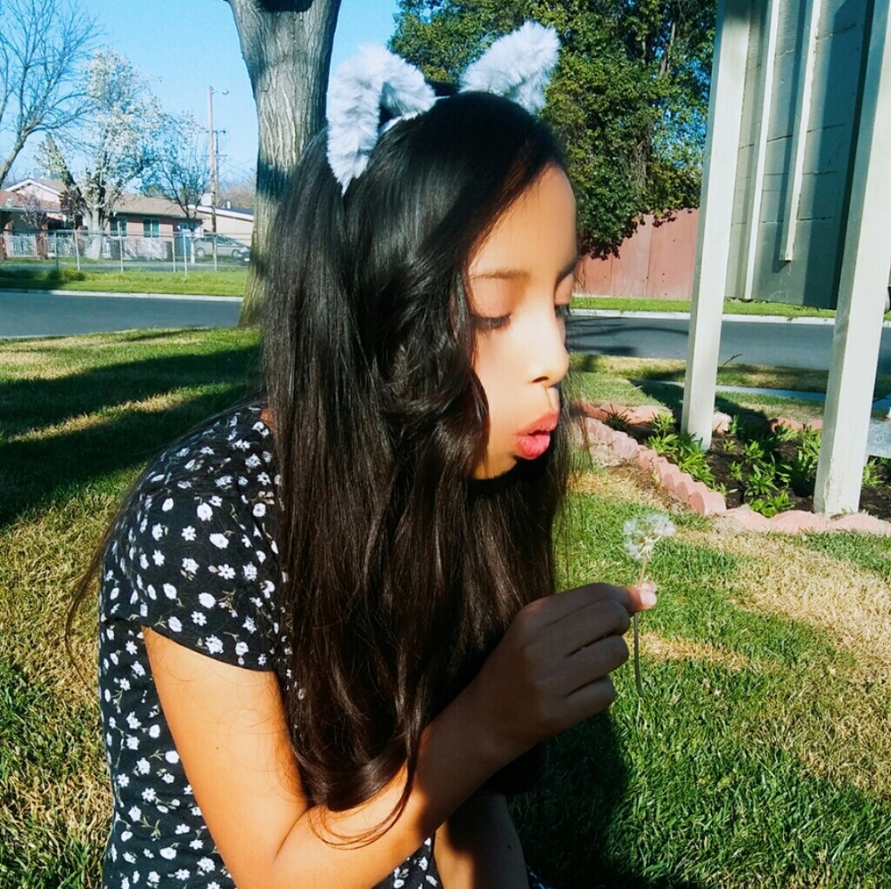 💜💚Grey kitty hairband